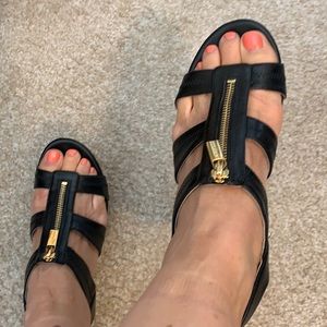 Michael Kors All-Leather Wedge Sandals